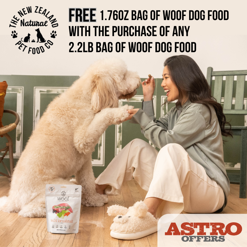 Astro | NZ Natural Pet Food Co | FREE 1.76oz Woof Dog Food with 2.2lb Woof Purcahse