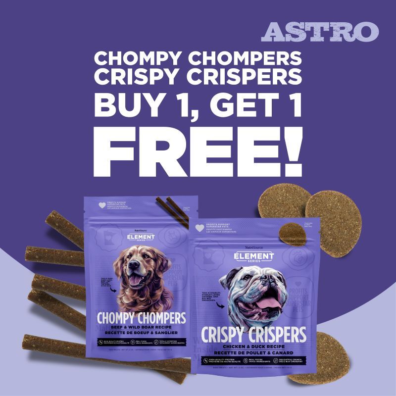 Astro | NutriSource Element Series | Buy 1, Get 1 FREE on Chompy Chompers & Crispy Crispers