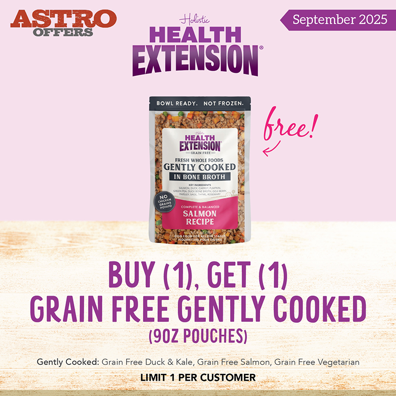 Astro | Health Extension | Buy 1, Get 1 FREE on 9oz Grain Free Gently Cooked Pouches  