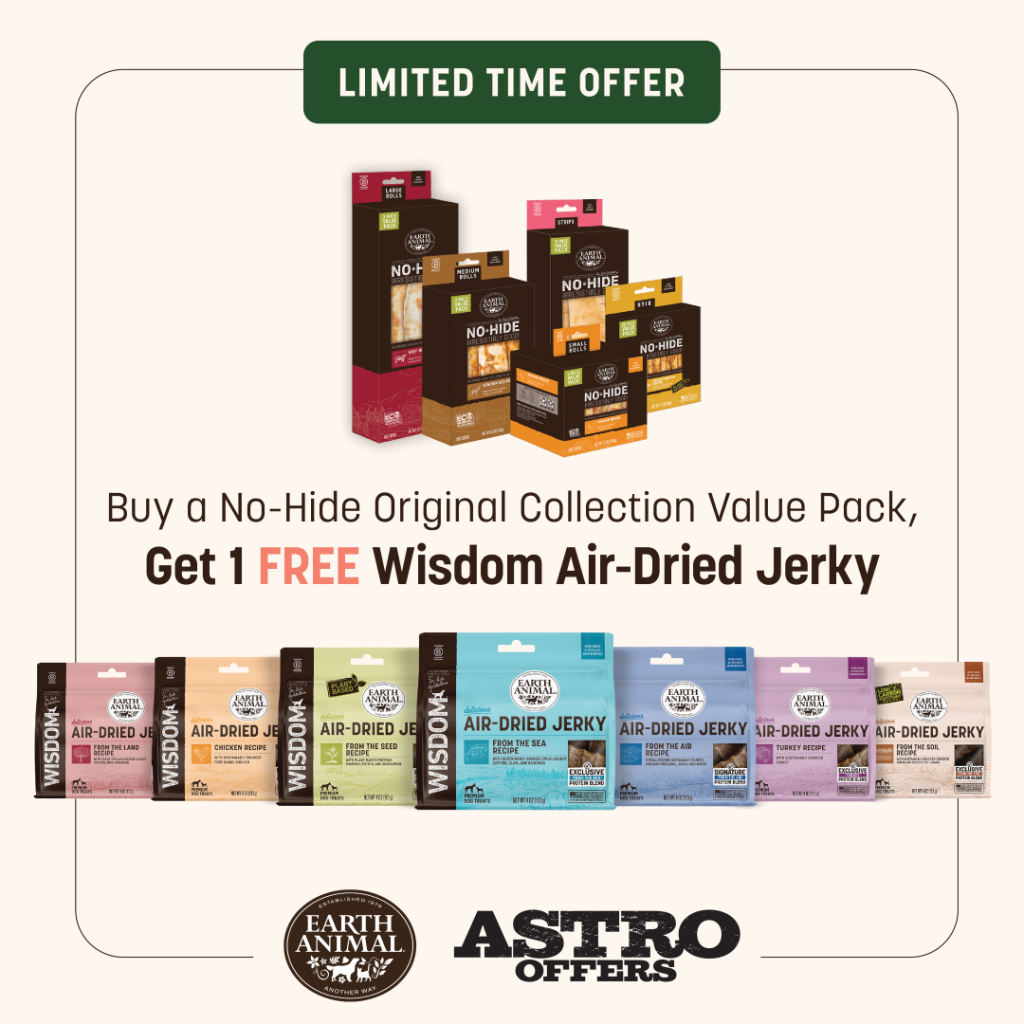 Astro | Earth Animal | FREE Wisdom Air-Dried Jerky with Original No-Hide Value Pack Purchase
