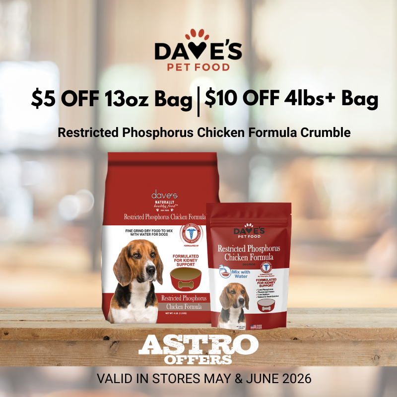 Astro | Dave's Pet Food | Dollars OFF Restricted Phosphorus Chicken Formula Crumble