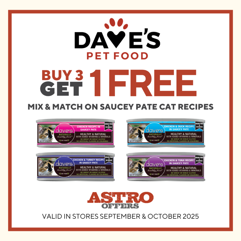Astro | Dave's Pet Food | Buy 3, Get 1 FREE on Saucey Pate Cat Cans