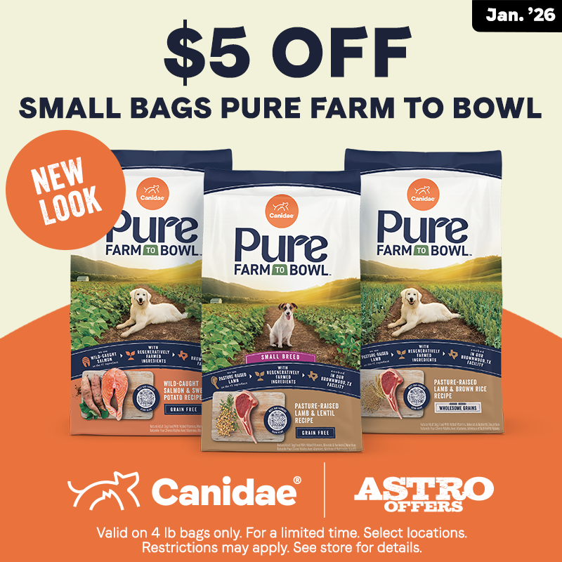 Astro | Canidae | $5.00 OFF Pure Farm to Bowl Small Bags of Dry Dog Food 