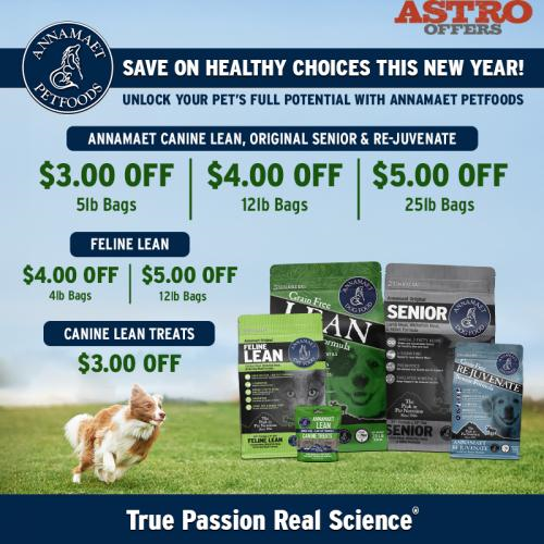 Astro | Annamaet | Dollars OFF Select Food & Treats!