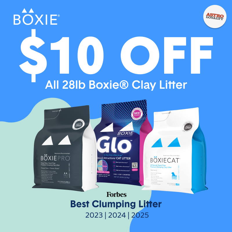 Astro | Boxiecat | $10.00 OFF 28lb Boxie Clay Litter