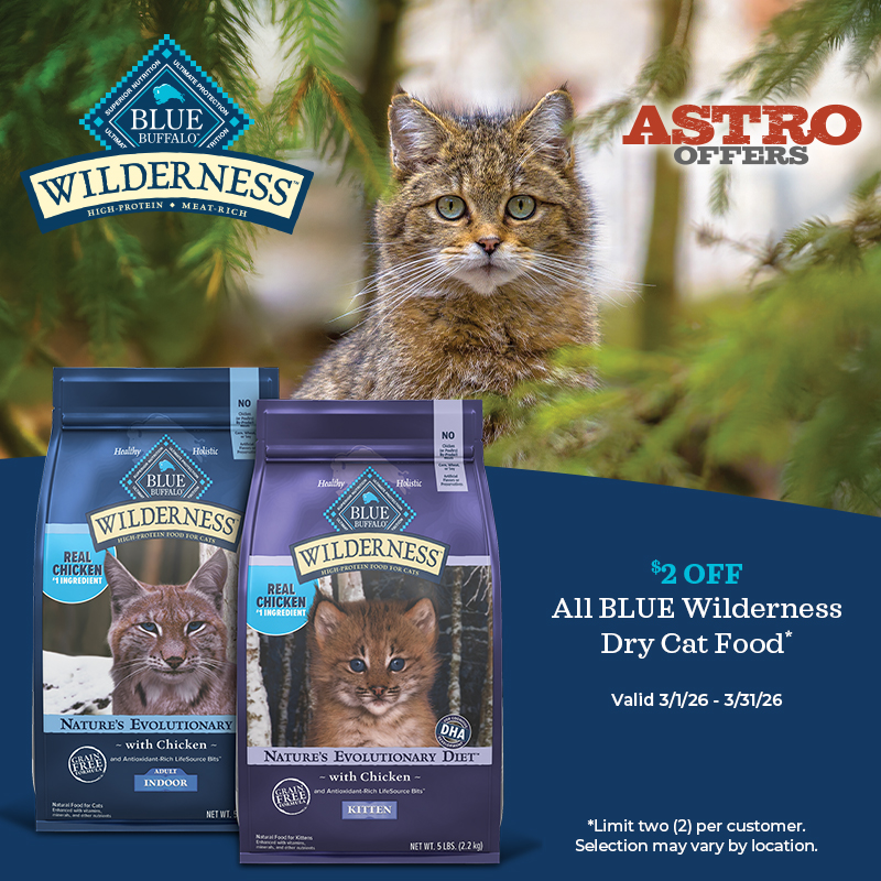 Astro | Blue Buffalo | $2.00 OFF Wilderness Dry Cat Food 