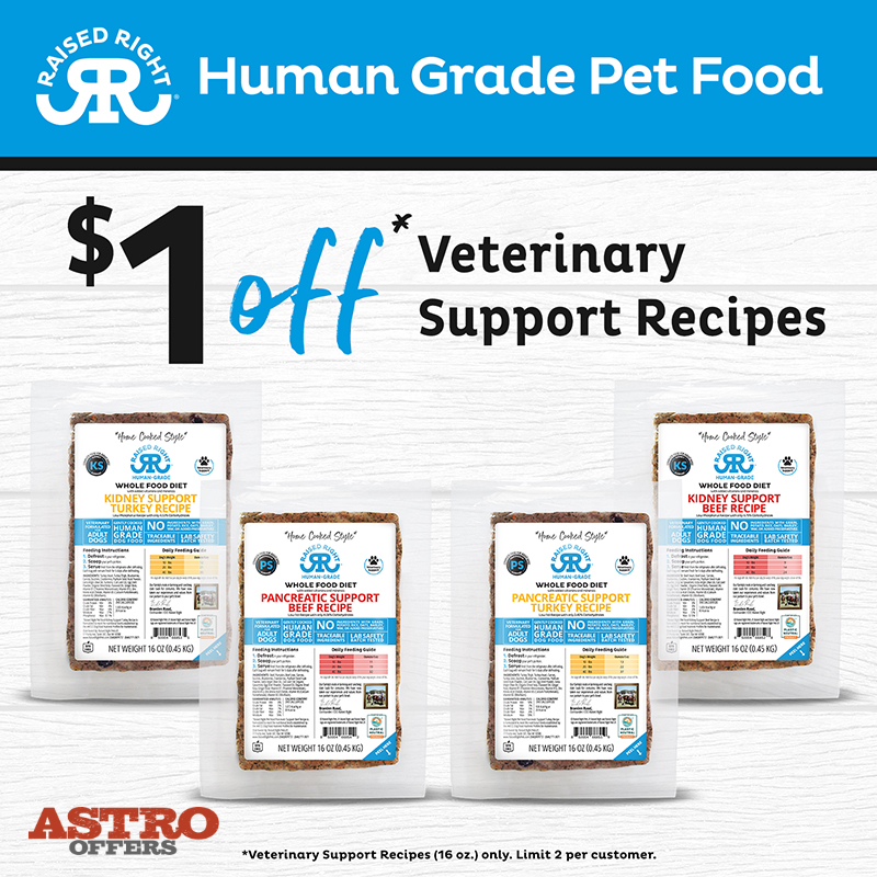 Astro | Raised Right | $1.00 OFF 16oz Veterinary Support Recipes