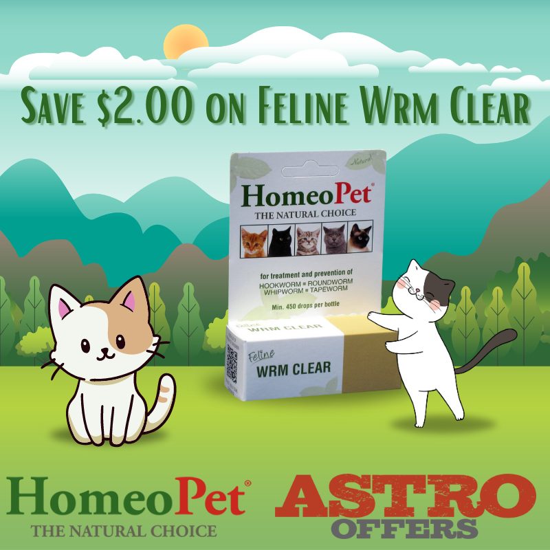 Astro | HomeoPet | $2.00 OFF Feline Wrm Clear 