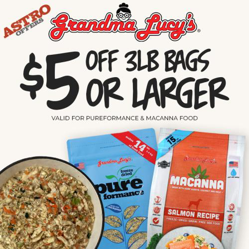Astro | Grandma Lucy's | $5.00 OFF Select 3lb Bags or Larger