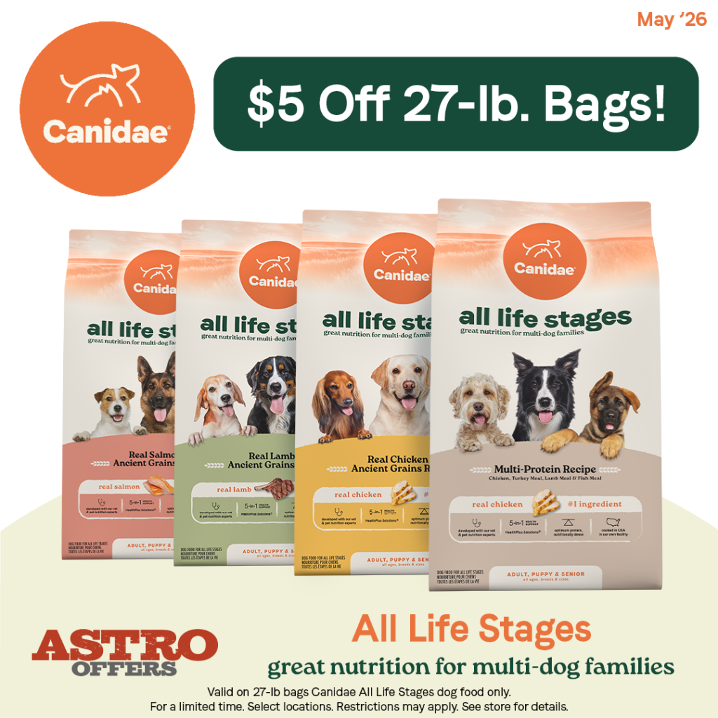 Astro | Canidae | $5.00 OFF 27lb All Life Stages Dry Dog Food
