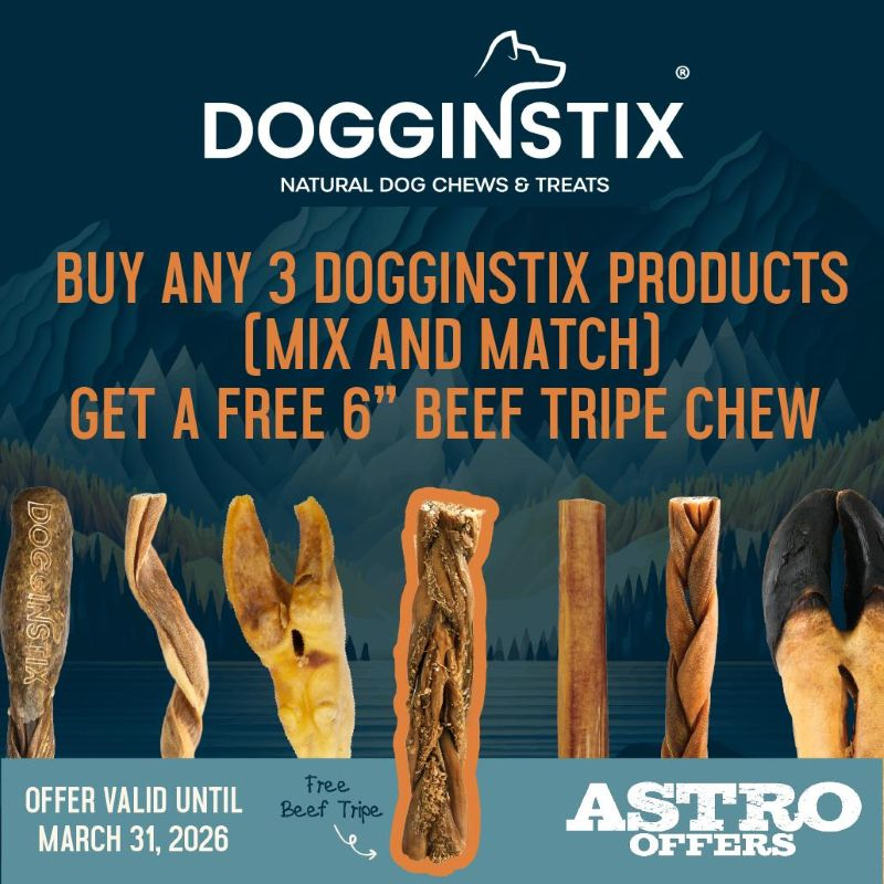 Astro | DogginStix | FREE 6in Beef Tripe with Qualifying Purchase