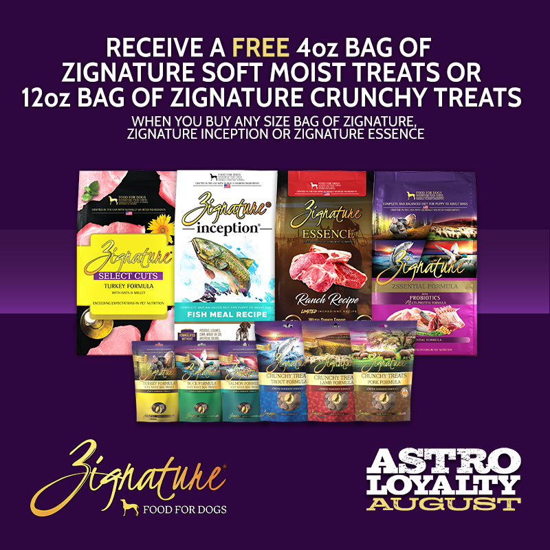 Astro | Zignature | FREE Soft Moist Treat or Crunchy Treat with Purchase of Dry Dog Food