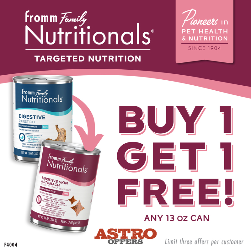 Astro | Fromm |  Buy 1, Get 1 FREE on Nutritionals Dog Food Pates!