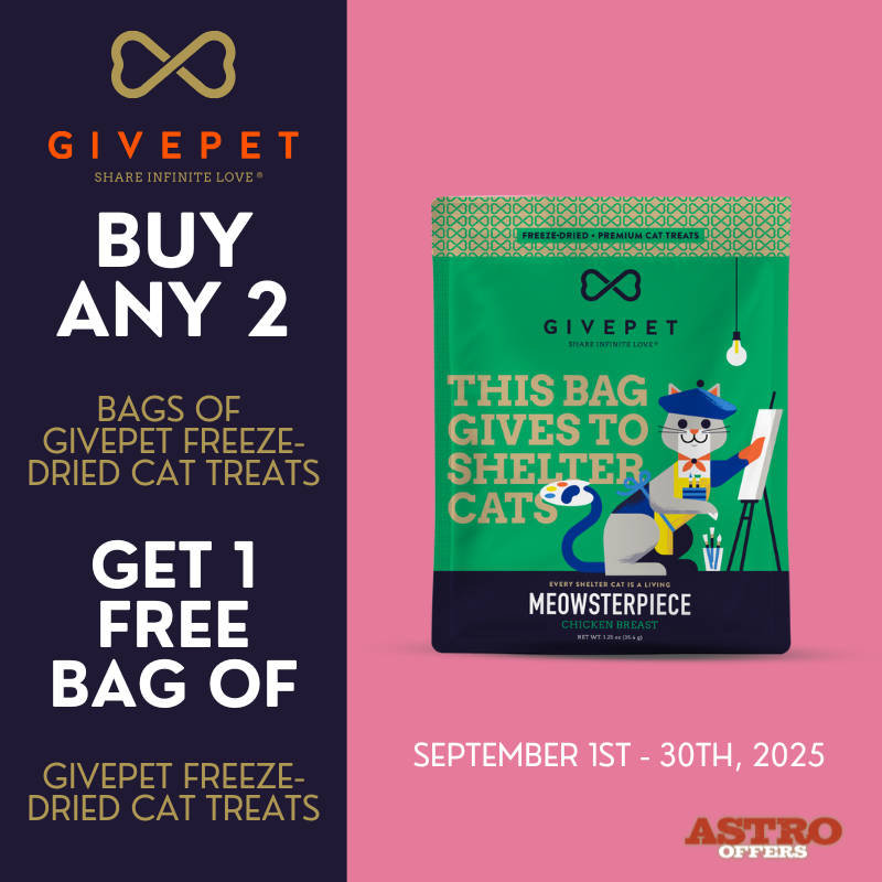 Astro | GivePet | Buy 2, Get 1 FREE on Freeze-Dried Cat Treats