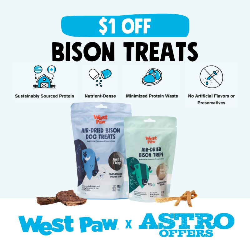 Astro | West Paw | $1.00 OFF Bison Dog Treats