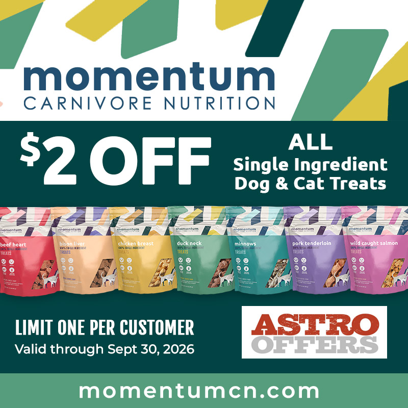 Astro | Momentum | $2.00 OFF Bagged Single Ingredient Treats 
