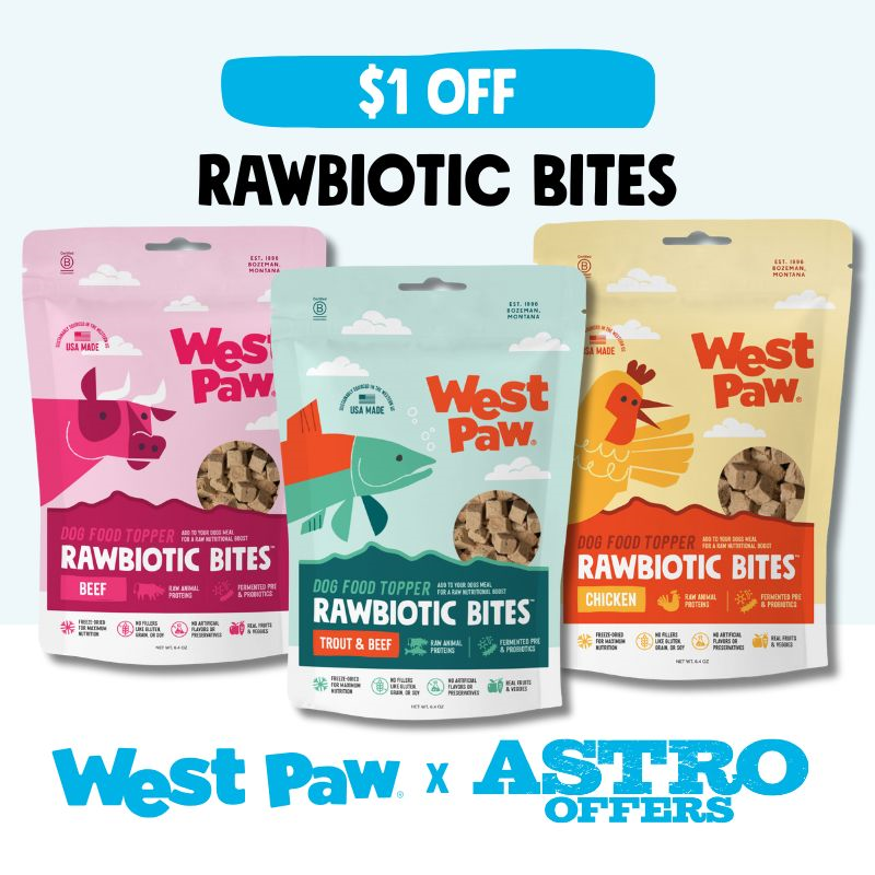 Astro | West Paw | $1.00 OFF Rawbiotic Bites