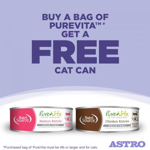 Astro | PureVita | Buy Cat Kibble, Get 1 Cat Can FREE!