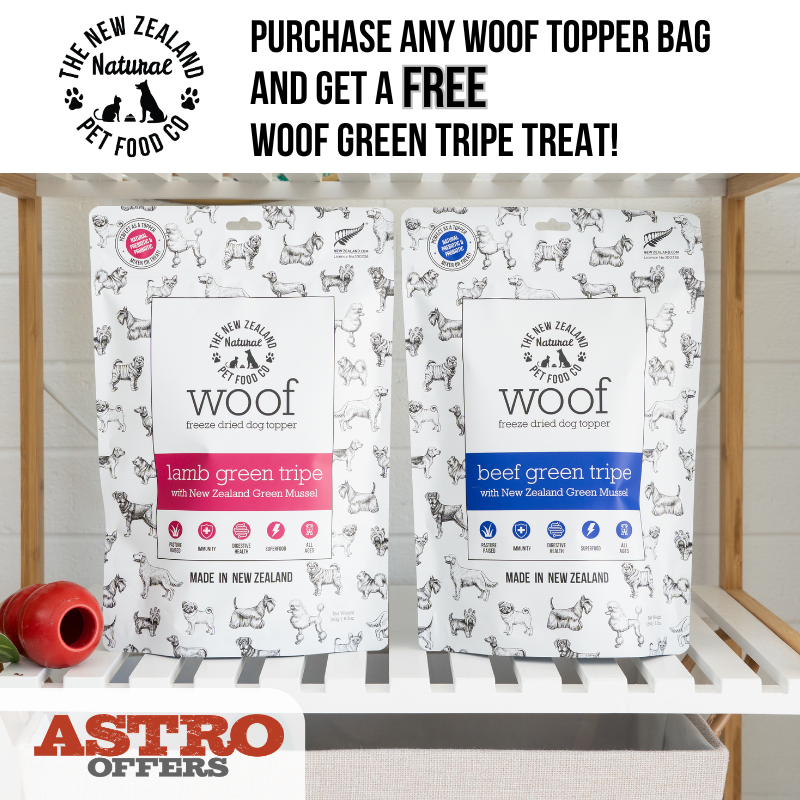 Astro | NZ Natural Pet Food | FREE Woof Tripe Treat with Woof Topper Purchase