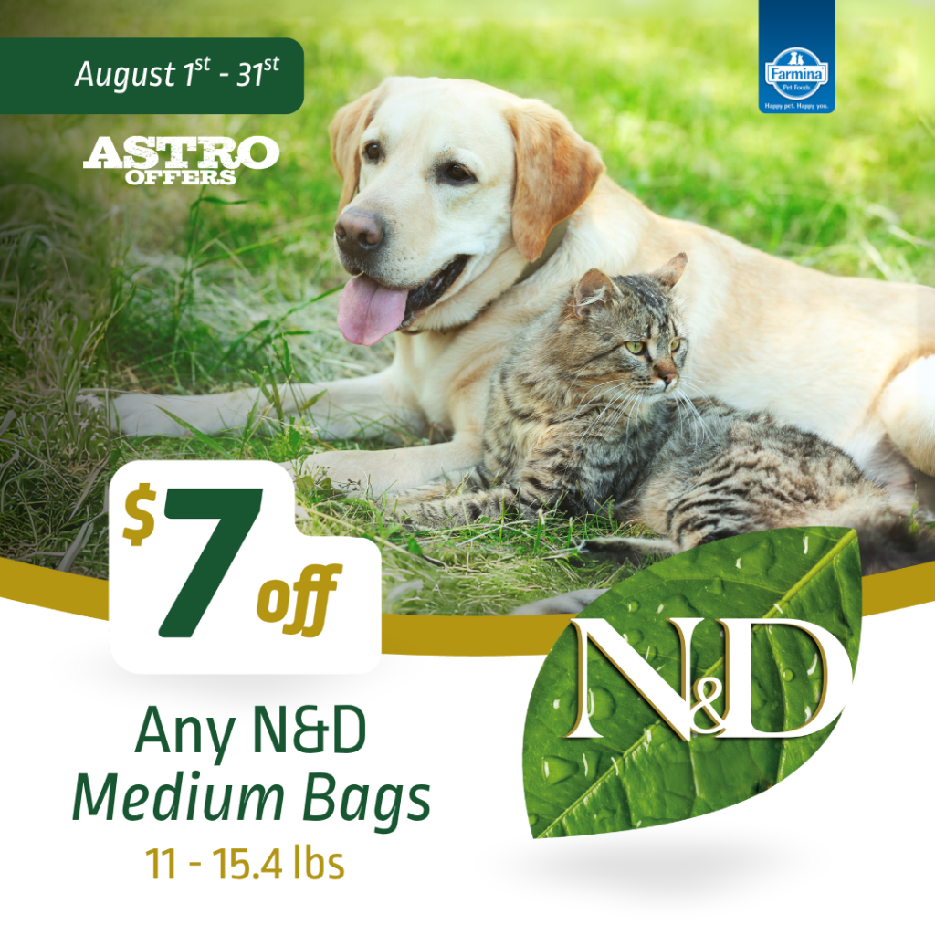 Astro | Farmina | $7.00 OFF Medium Bags of Farmina N&D Dry Food
