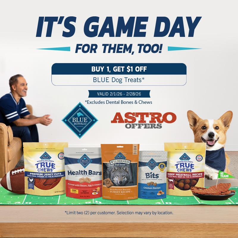 Astro | Blue Buffalo | $1.00 OFF Select Blue Buffalo Dog Treats