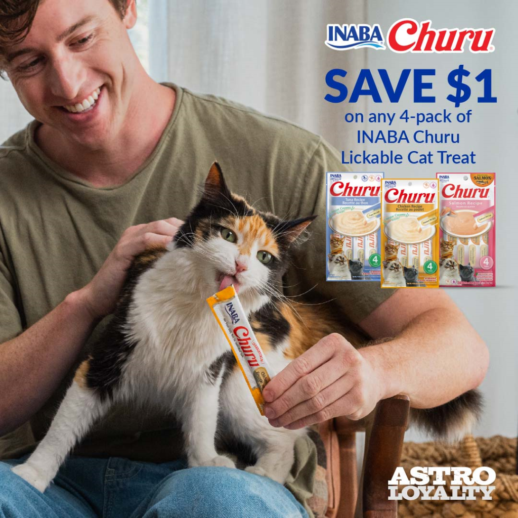 Astro | Inaba Pet Foods | $1.00 OFF Churu Puree 4-Tube Packs for Cats