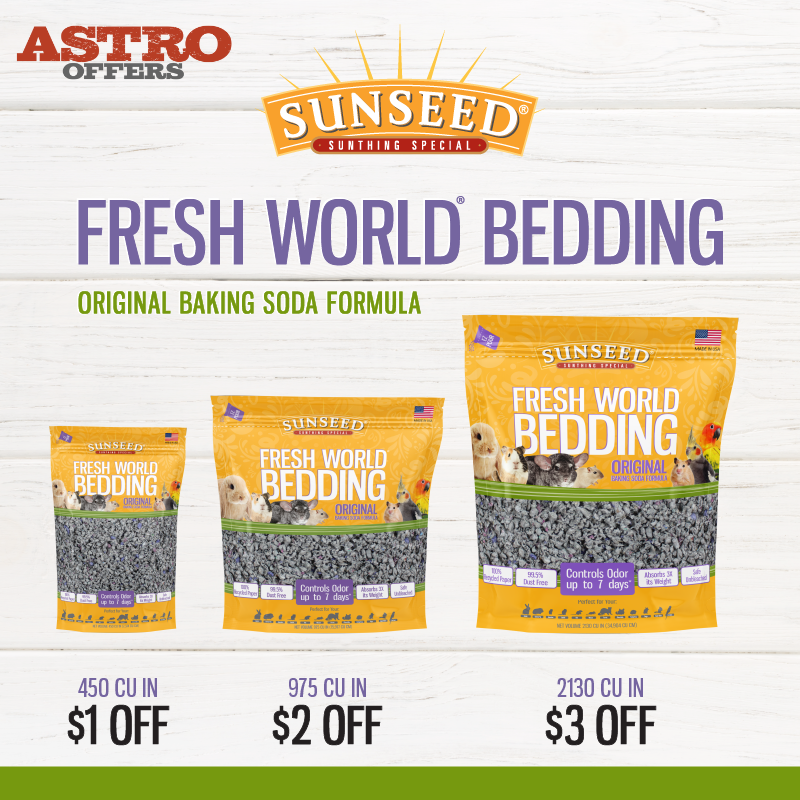 Astro | Vitakraft - Sunseed | Dollars OFF Select Fresh World Bedding 