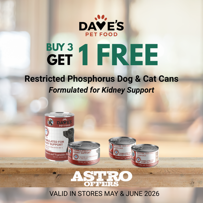 Astro | Dave's Pet Food | Buy 3, Get 1 FREE on Kidney Support Dog & Cat Cans