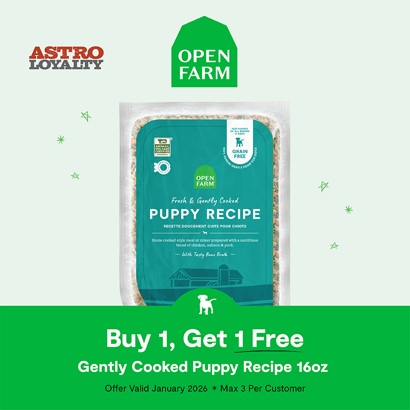 Astro | Open Farm | Buy 1, Get 1 FREE on 16oz Gently Cooked Puppy Recipe