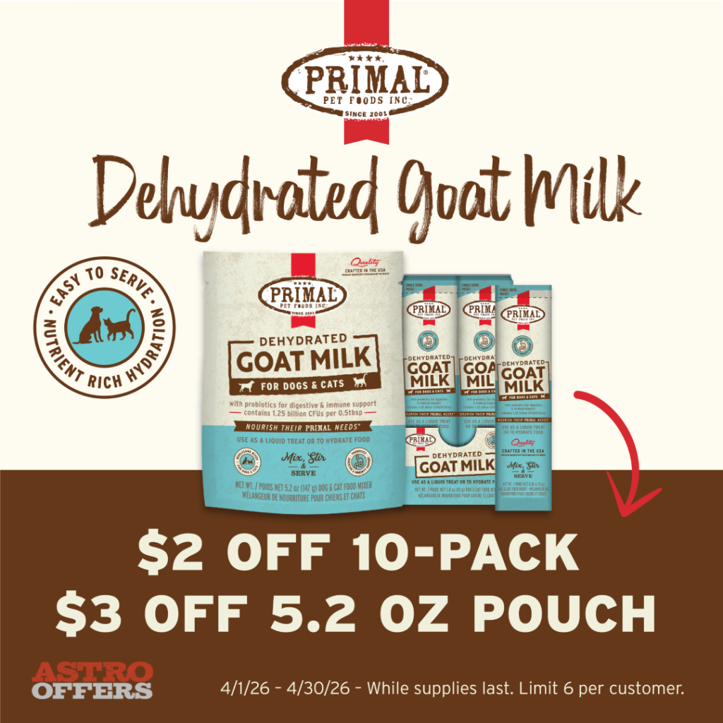 Astro | Primal Pet Foods | Dollars OFF Dehydrated Goat Milk