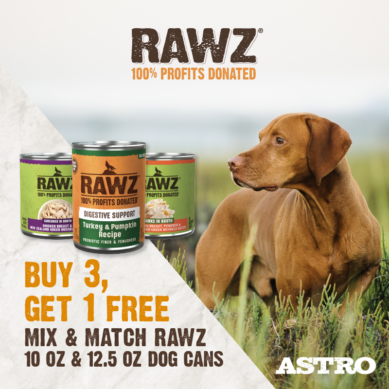 Astro | RAWZ | Buy 3, Get 1 FREE on 10oz or 12.5oz Dog Cans