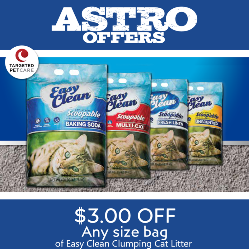 Astro | Pestell | $3.00 OFF Easy Clean Clumping Cat Litter