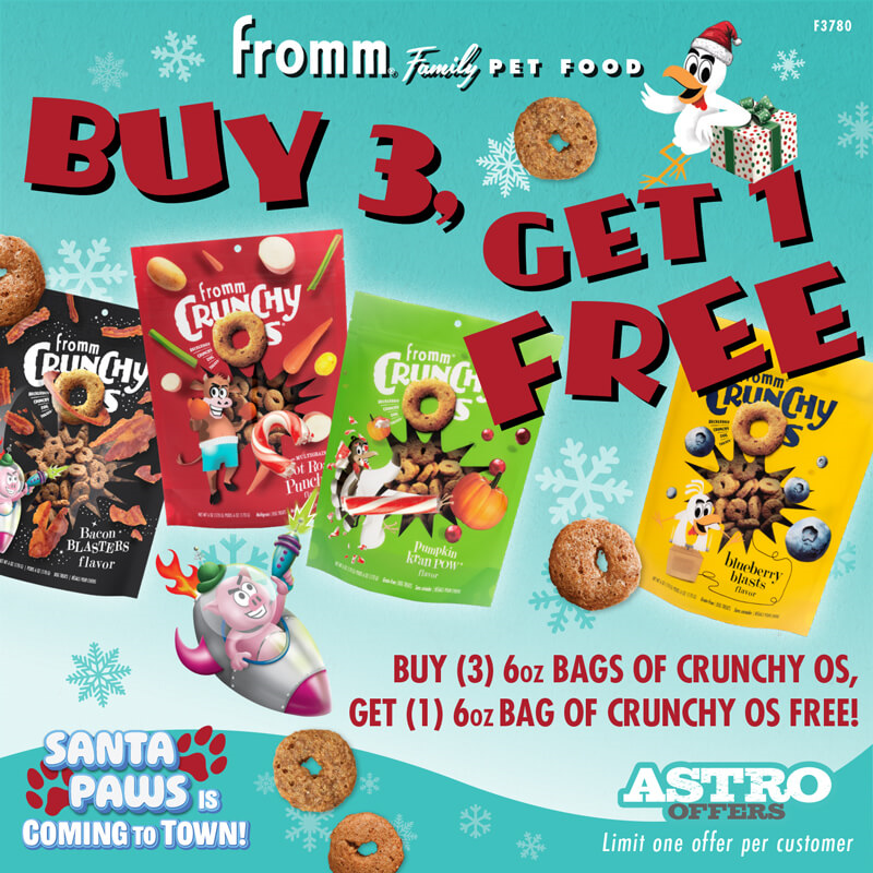 Astro | Fromm | Buy 3, Get 1 FREE on 6oz Crunchy Os Dog Treats