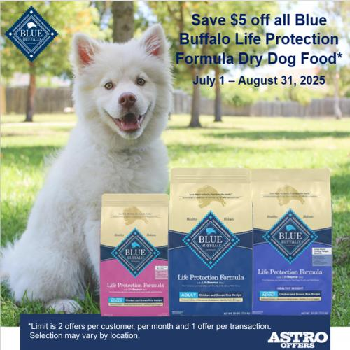 Astro | Blue Buffalo | $5.00 OFF Life Protection Dry Dog Food
