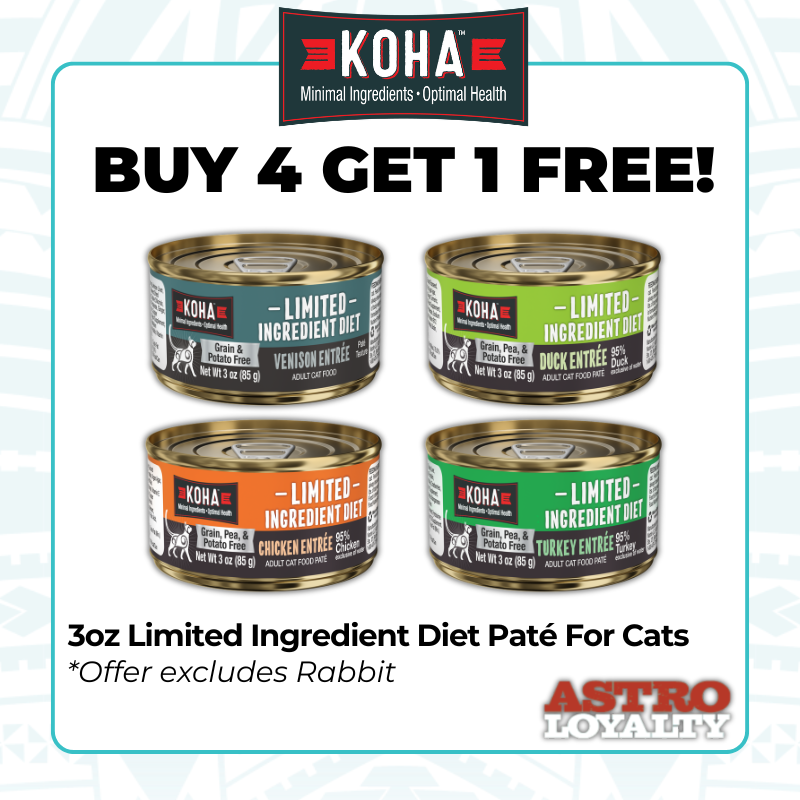 Astro | KOHA | Buy 4, Get 1 FREE on Select 3oz LID Cat Cans 