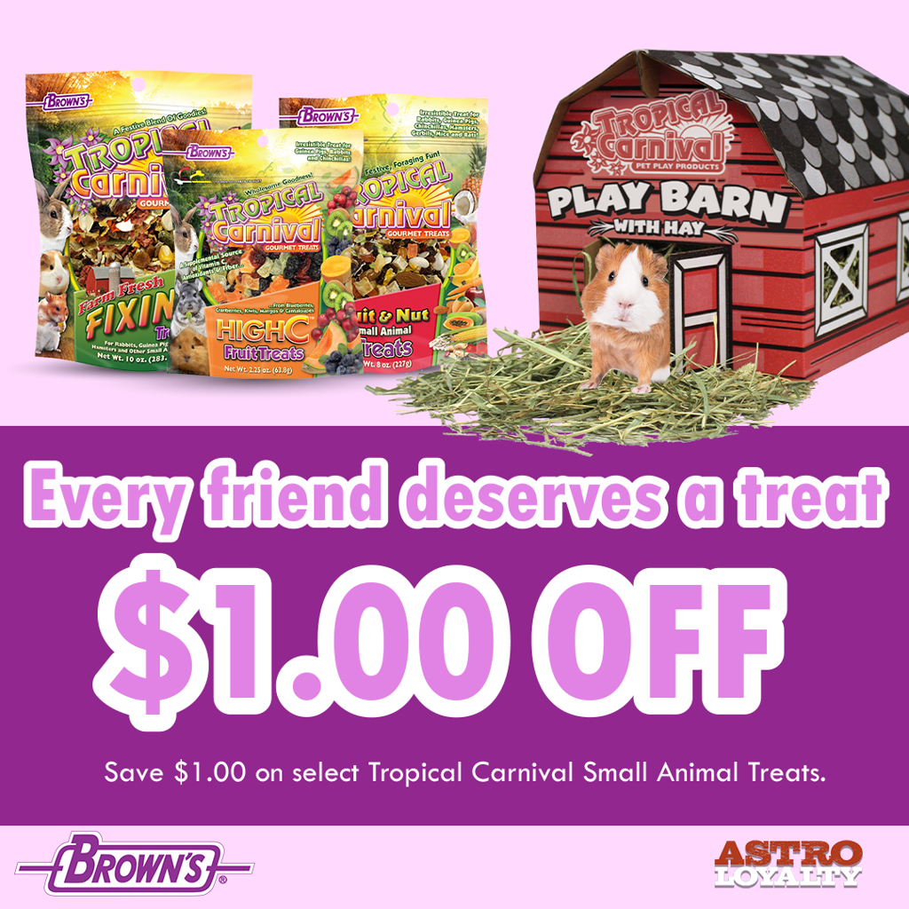 Astro | FM Brown's | $1.00 OFF Select Small Animal Treats