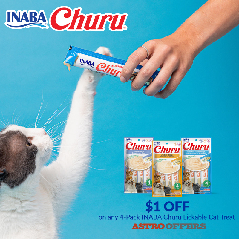 Astro | Inaba Pet Foods | $1.00 OFF Churu 4-Tube Packs for Cats