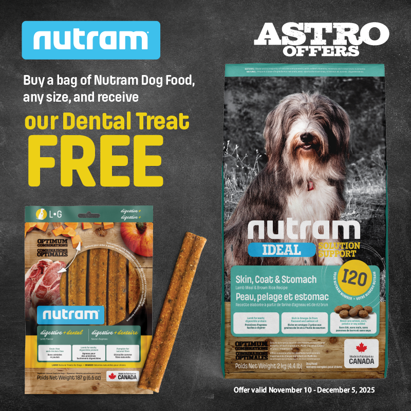 Astro | Nutram | FREE Dental Treat with Dry Dog Food Purchase