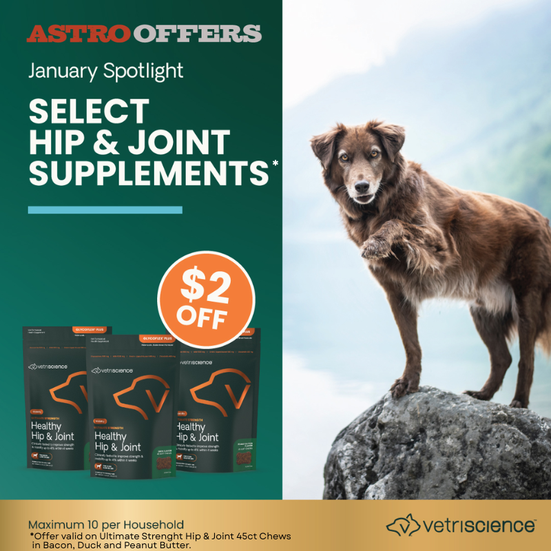 Astro | VetriScience | $2.00 OFF Select Ultimate Strength Healthy Hip & Joint Chews 