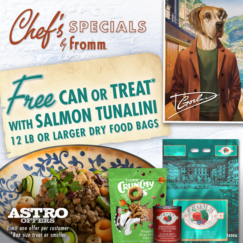 Astro | Fromm | FREE Can OR Select Treat with Qualifying Four-Star Salmon Tunalini Purchase