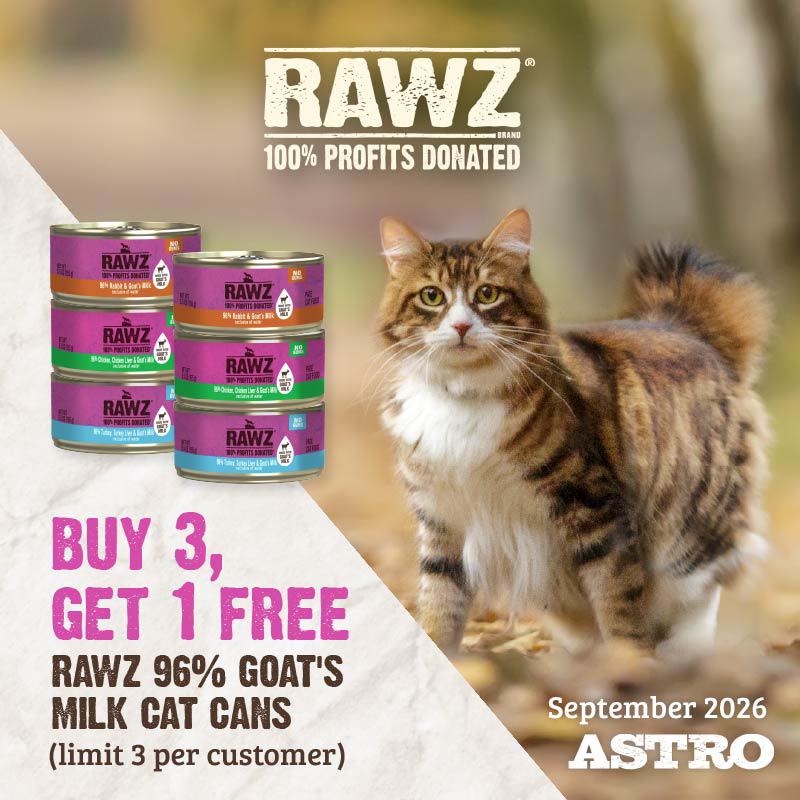 Astro | RAWZ | Buy 3, Get 1 FREE on 96% Goat's Milk Cat Cans