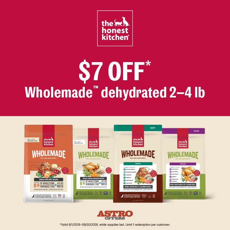 Astro | The Honest Kitchen | $7.00 OFF 2lb - 4lb Wholemade