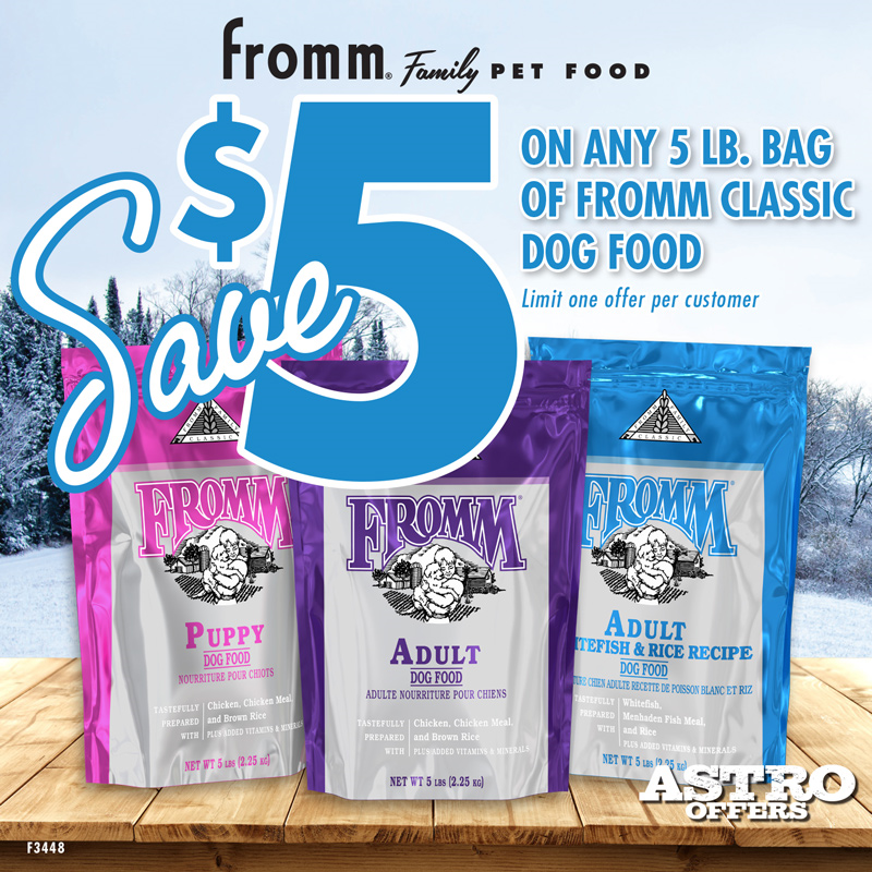 Astro | Fromm | $5.00 OFF All 5lb Bags of Classic Dry Recipes