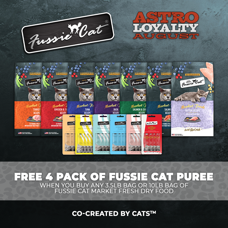 Astro | Fussie Cat | FREE 4 Pack of Puree with Purchase of Dry Cat Food