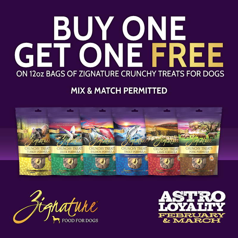 Astro | Zignature | Buy 1, Get 1 FREE on Zignature Crunchy Treats