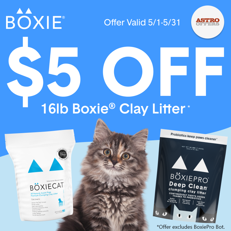 Astro | Boxiecat USA | $5.00 OFF Select 16lb Clumping Clay Litter
