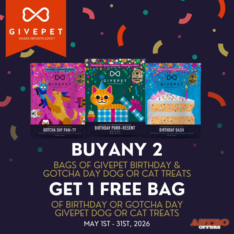 Astro | GivePet | Buy 2, Get 1 FREE on Select Treats