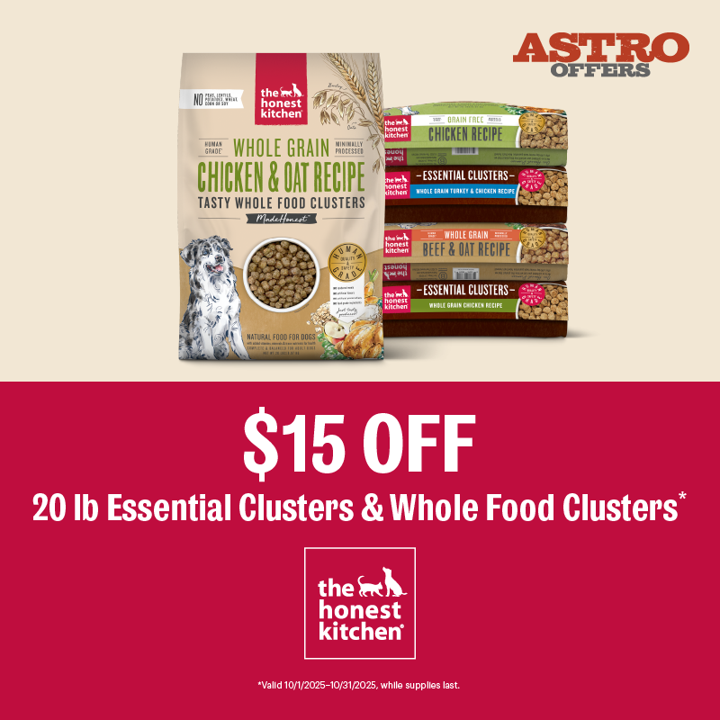 Astro | The Honest Kitchen | $15.00 OFF 20lb Clusters  