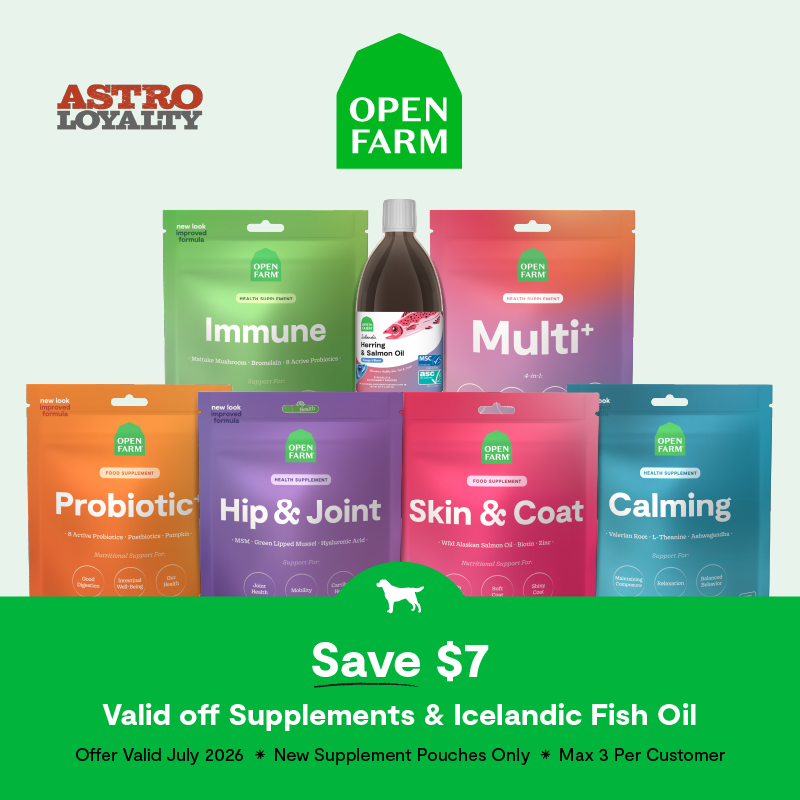 Astro | Open Farm | $7.00 OFF NEW Supplements Pouches & Fish Oil