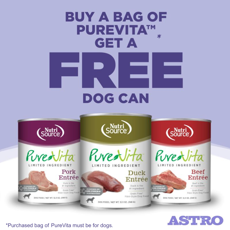Astro | PureVita | Buy Dog Kibble, Get a FREE Dog Can or Tetrapak